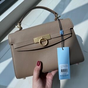 Parisa Wang Taupe Grace Top Handle 100% Leather New With Tags